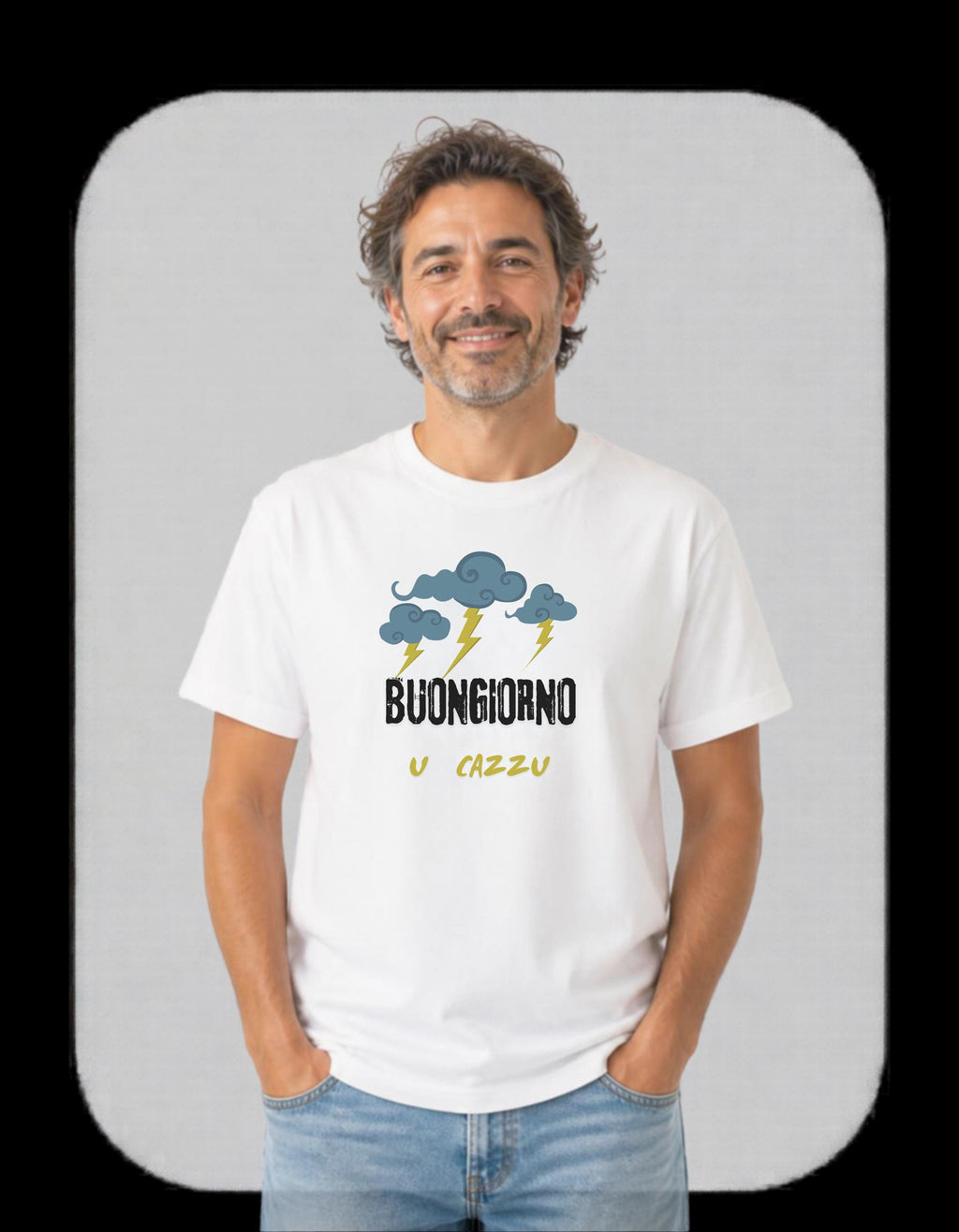 Maglietta Ironica Dialetto Calabrese "Buongiorno U Cazzu" - T-shirt Divertente Regalo Simpatico Uomo Donna