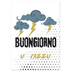 Poster Ironico "Buongiorno U Cazzu" - Stampa da Parete A3 A4 - Quadro Divertente Casa e Ufficio - Idea Regalo Sfrontata e Dialettale