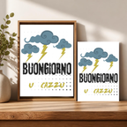 Poster Ironico "Buongiorno U Cazzu" - Stampa da Parete A3 A4 - Quadro Divertente Casa e Ufficio - Idea Regalo Sfrontata e Dialettale