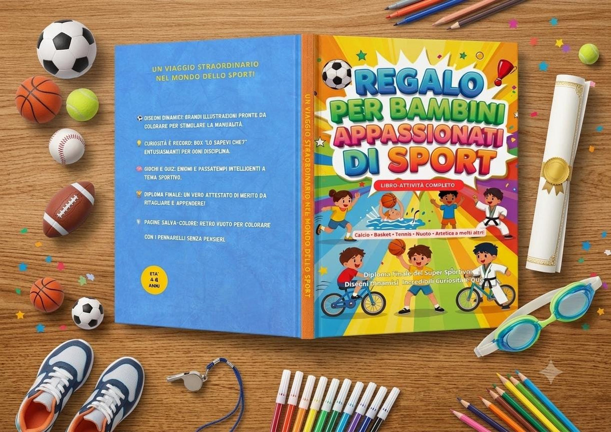 Il Grande Libro da colorare sullo Sport in PDF Download Immediato Pagine Salva-Colore: Retro vuoto.