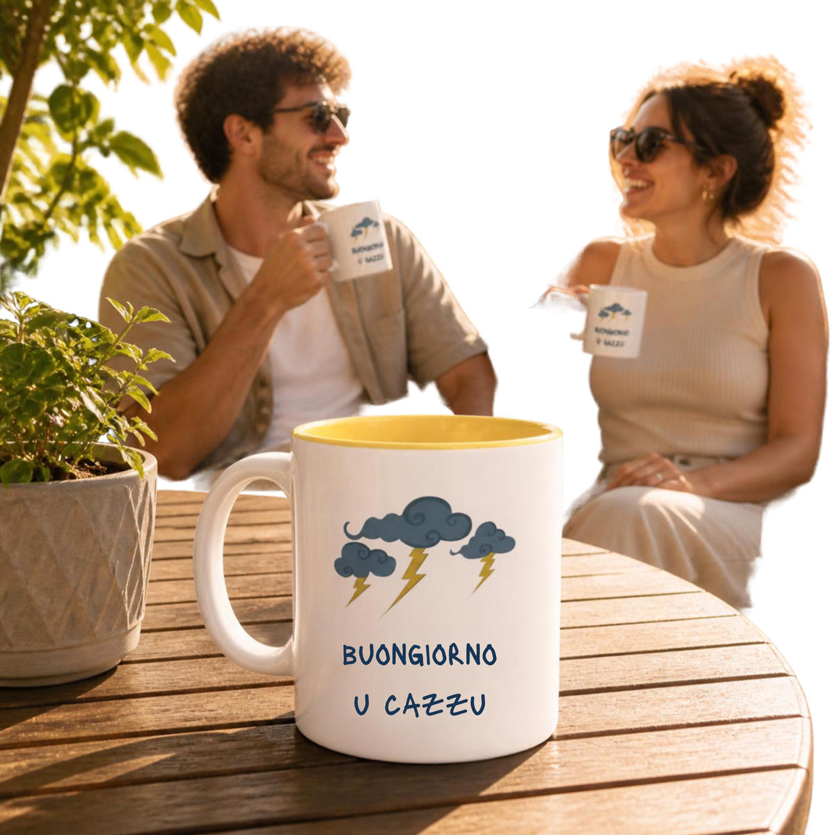 Tazza in Ceramica "Buongiorno U Gazzu" — Stampa Ironica Dialettale