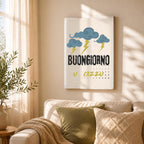 Poster Ironico "Buongiorno U Cazzu" - Stampa da Parete A3 A4 - Quadro Divertente Casa e Ufficio - Idea Regalo Sfrontata e Dialettale