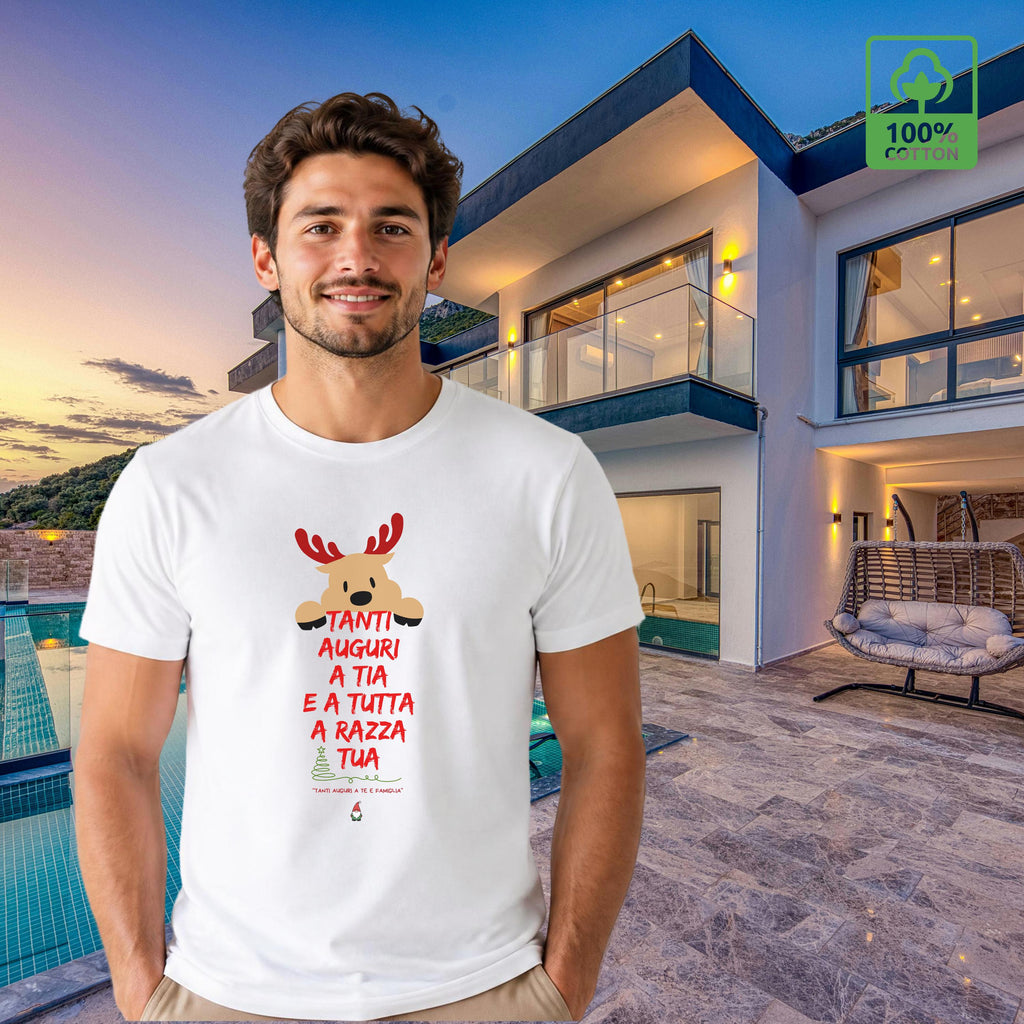 Maglietta Natalizia Divertente "Tanti Auguri a Tia e a Tutta la Razza Tua" | Idea Regalo di Natale T-Shirt per Feste