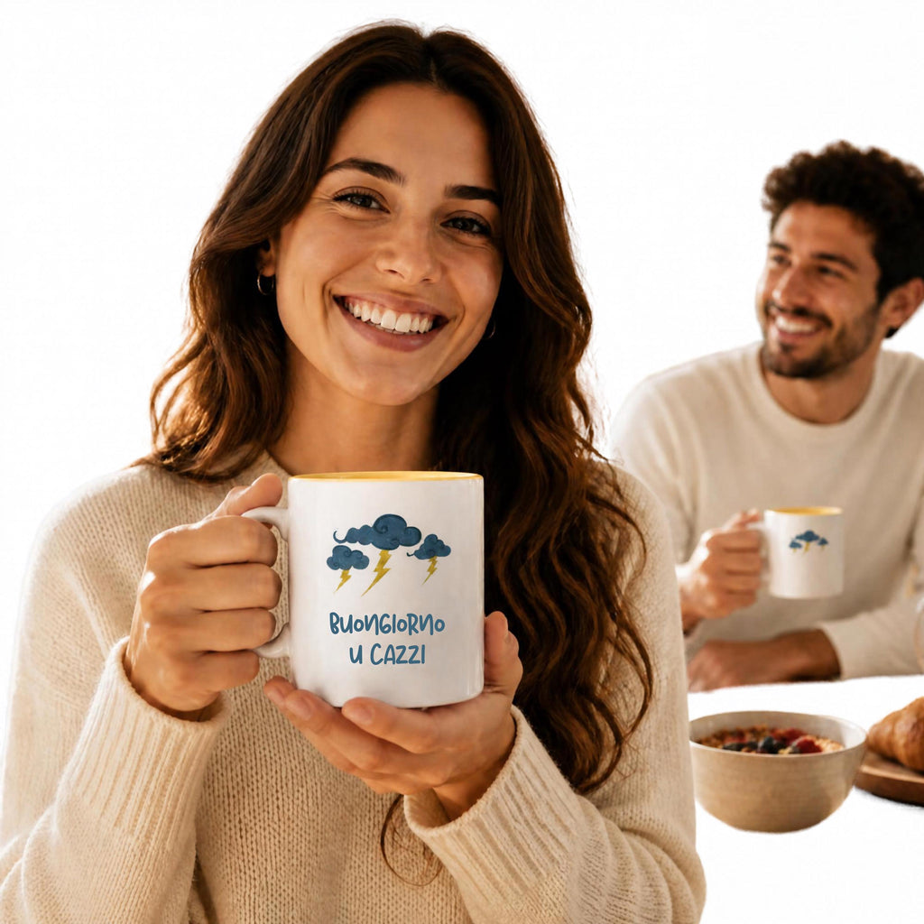Tazza in Ceramica "Buongiorno U Gazzu" — Stampa Ironica Dialettale