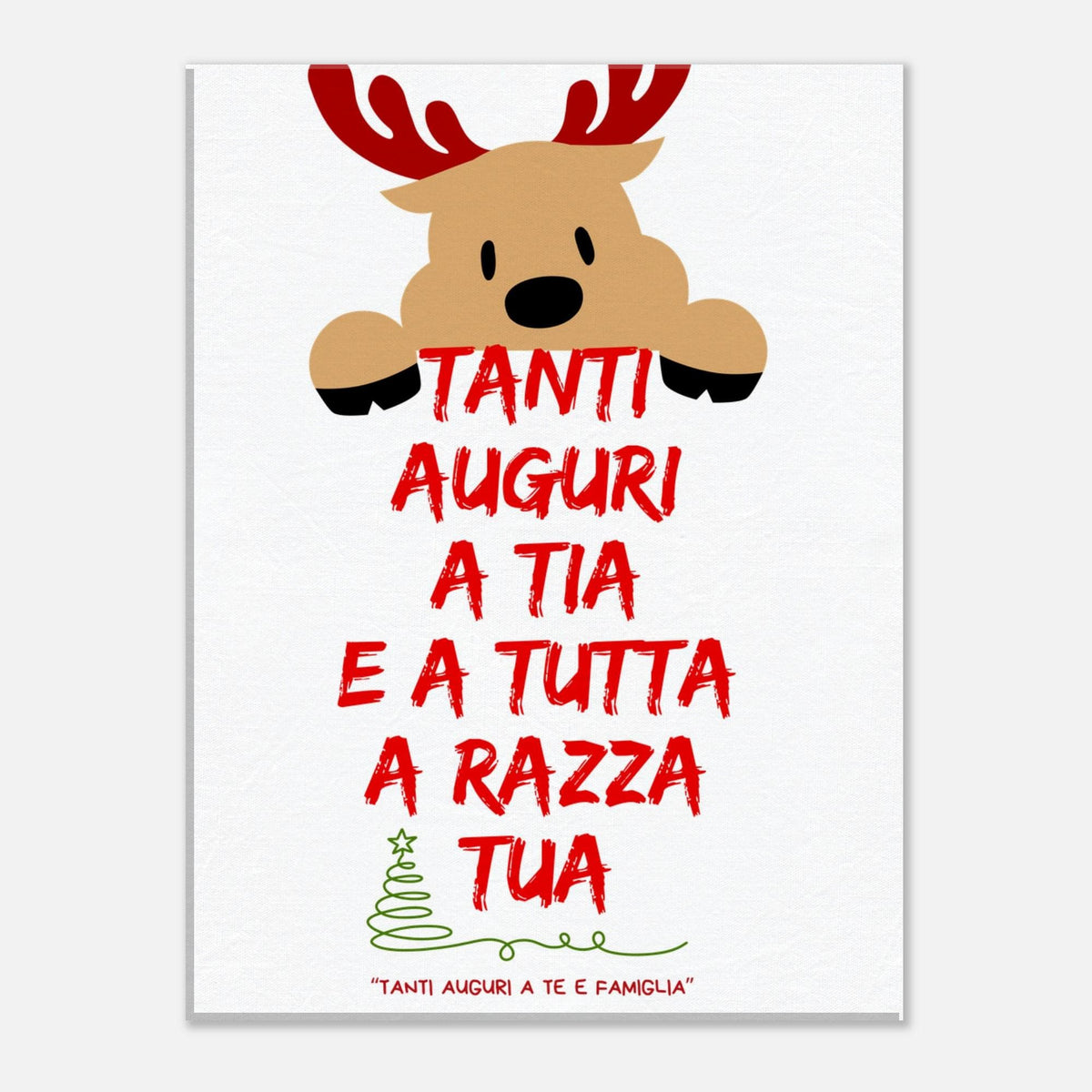 Quadro su Tela Natalizio Divertente "Tanti Auguri a Tia e a Tutta la Razza Tua" | Decorazione Casa o Idea Regalo Ironica per le Feste