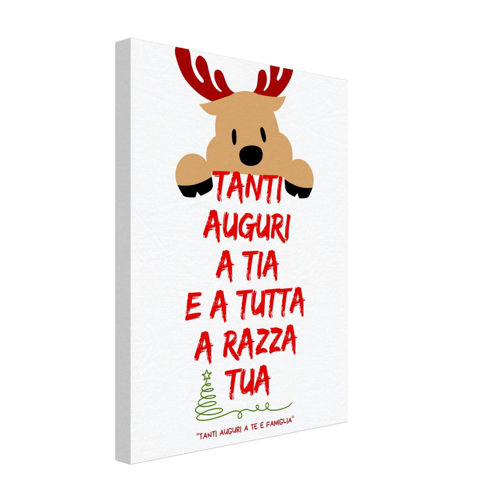 Quadro su Tela Natalizio Divertente "Tanti Auguri a Tia e a Tutta la Razza Tua" | Decorazione Casa o Idea Regalo Ironica per le Feste
