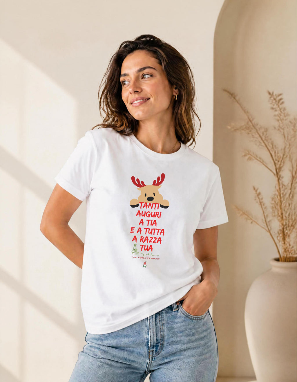 Maglietta Natalizia Divertente "Tanti Auguri a Tia e a Tutta la Razza Tua" | Idea Regalo di Natale T-Shirt per Feste